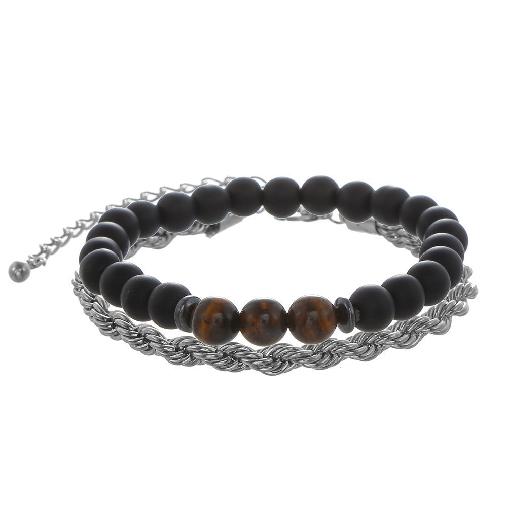 Wholesale Black Matte Stone Lava Stone Zircon Bracelet